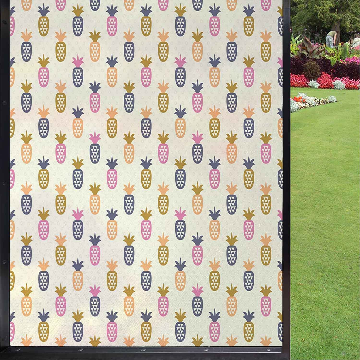 Zitenious Stained Glass Window Film, Abstract Print Reflective Window Film for Cars Bathroom Office, Sun Blocking Window Coverings, Self-Adhesive 24" x 78", Multicolor