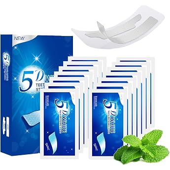 5D Teeth Whitening Bleaching Strips Professional Teeth Whitening Strips Teeth Whitening Bleaching for White Teeth Teeth Bleaching Set with Mint Plaque Removal Teeth Whitening