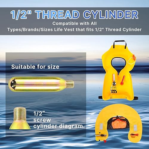 Miniatura 5 de Cartucho de CO2 de 0.85 oz que recoge el tanque del cartucho del cilindro del kit para el chaleco salvavidas inflable automático/manual