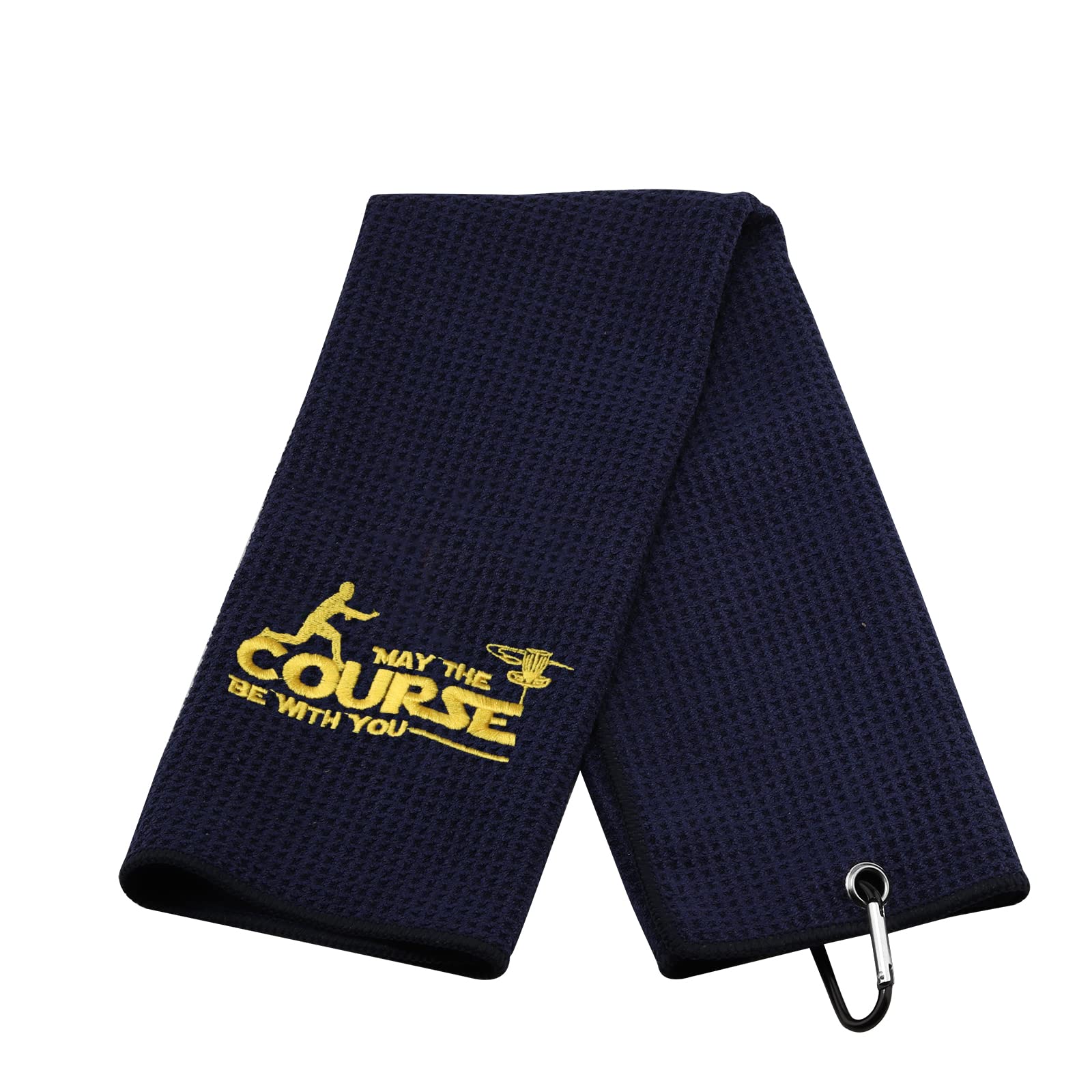 ZJXHPO Disc Golf Towel May The Course Be with You Embroidered Golf Towel Gift Disc Golf Lover Towel with Clip (May Course)