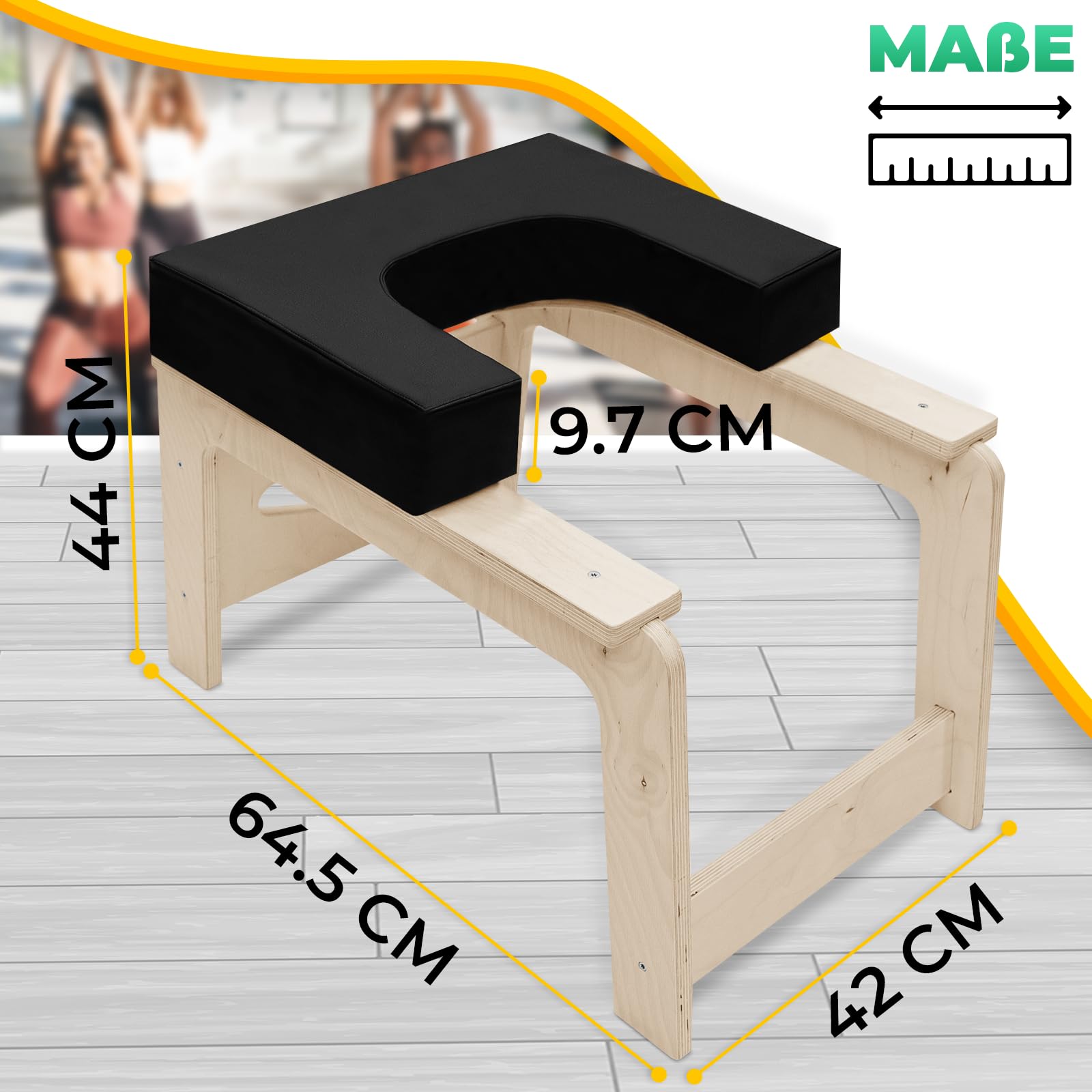 Sedia da yoga e poggiatesta Premium – Made in Europe – per fitness, meditazione e relax