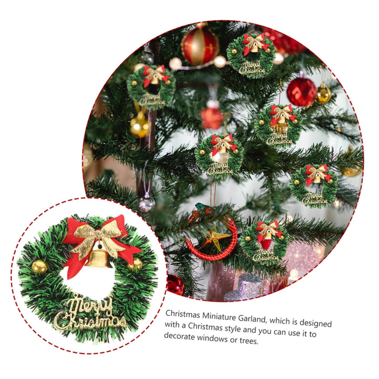 20piezas Mini Guirnalda Navideña Lazo Guirnalda Miniatura Artificial para Colgar Decoración de Invierno para Manualidades y DIY
