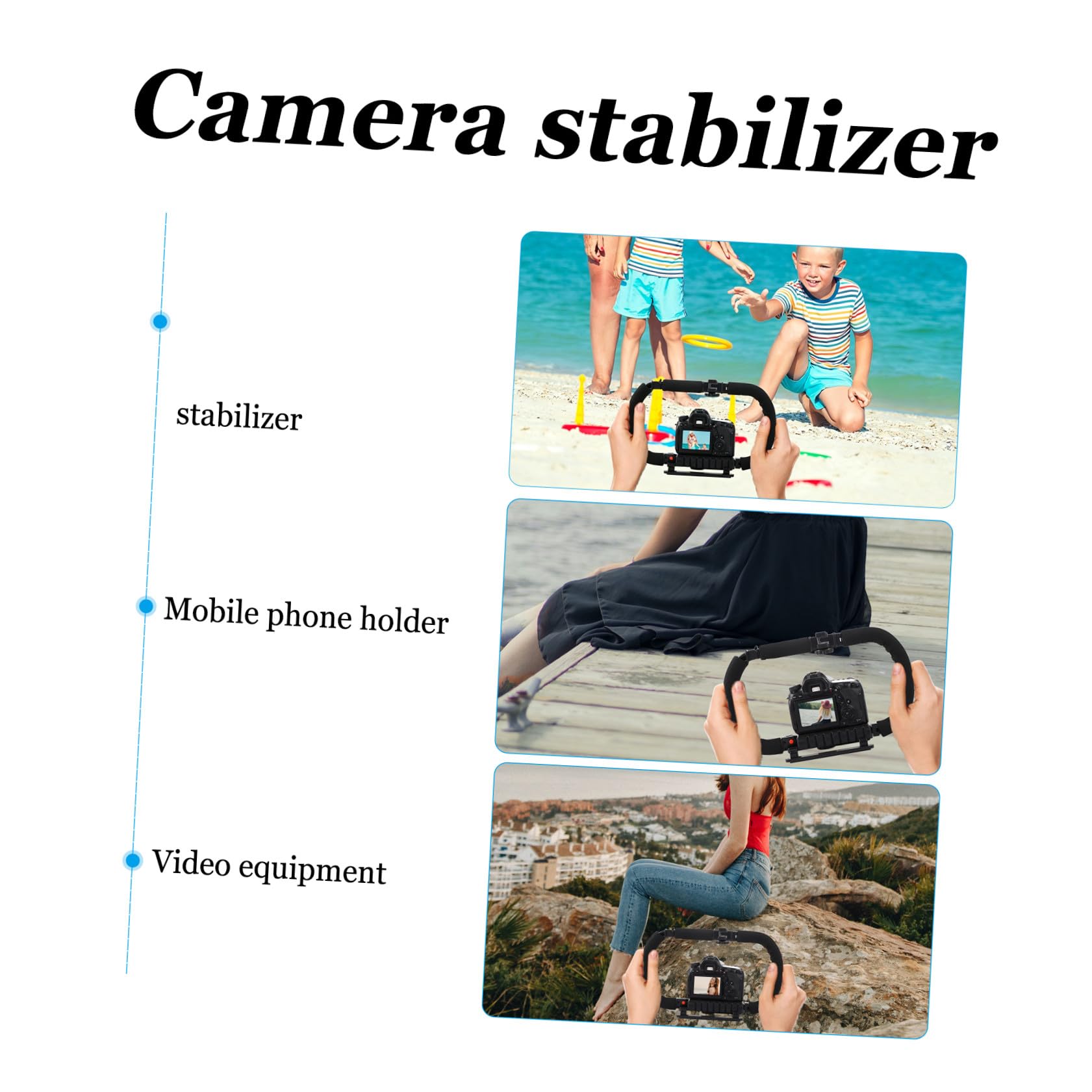 Operitacx Stabilizzatore Video per Fotocamera DSLR Impugnatura in Spugna Antiaffaticamento e Blocco Angolo, Struttura in Metallo e Plastica 3 Porte Hot Shoe per Riprese Stabili