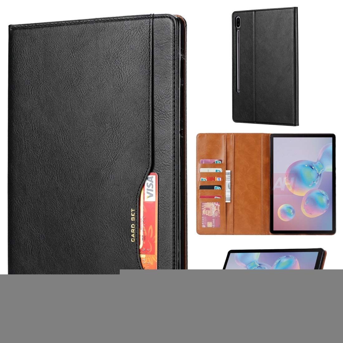 MDYHMC YXCY AYD For Samsung Galaxy Tab S7 Plus / T970 / T975 / T976 Knead Skin Texture Horizontal Flip Leather Case with Photo Frame & Holder & Card Slots & Wallet (Color : Black)