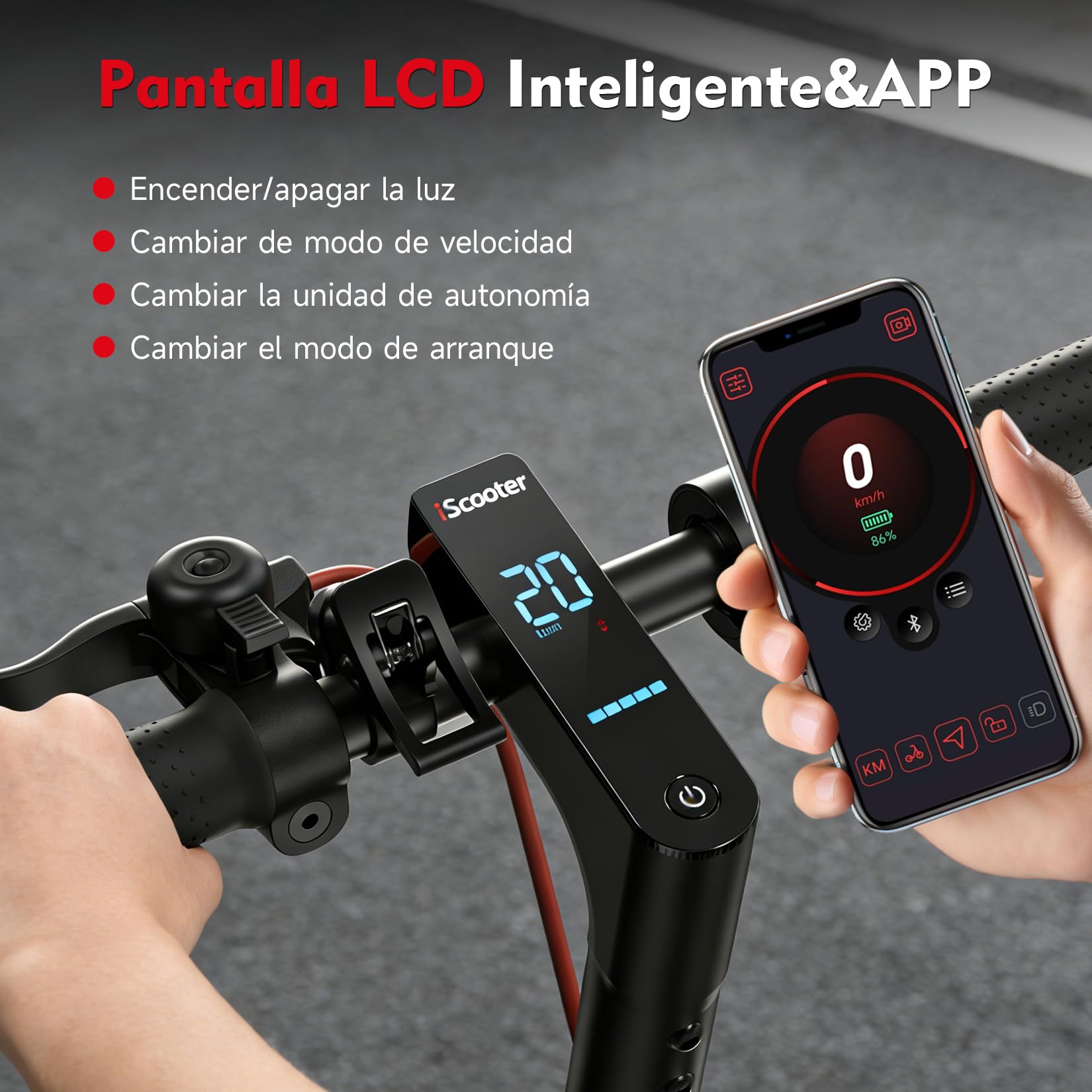 iScooter 8.5" Patinete Eléctrico Adultos Homologado DGT, 500W Motor, Autonomía De 20-25 KM, Máxima 25KM/H, Timbre, App, Frenado Doble, Plegable, Carga 120 KG, 13 KG