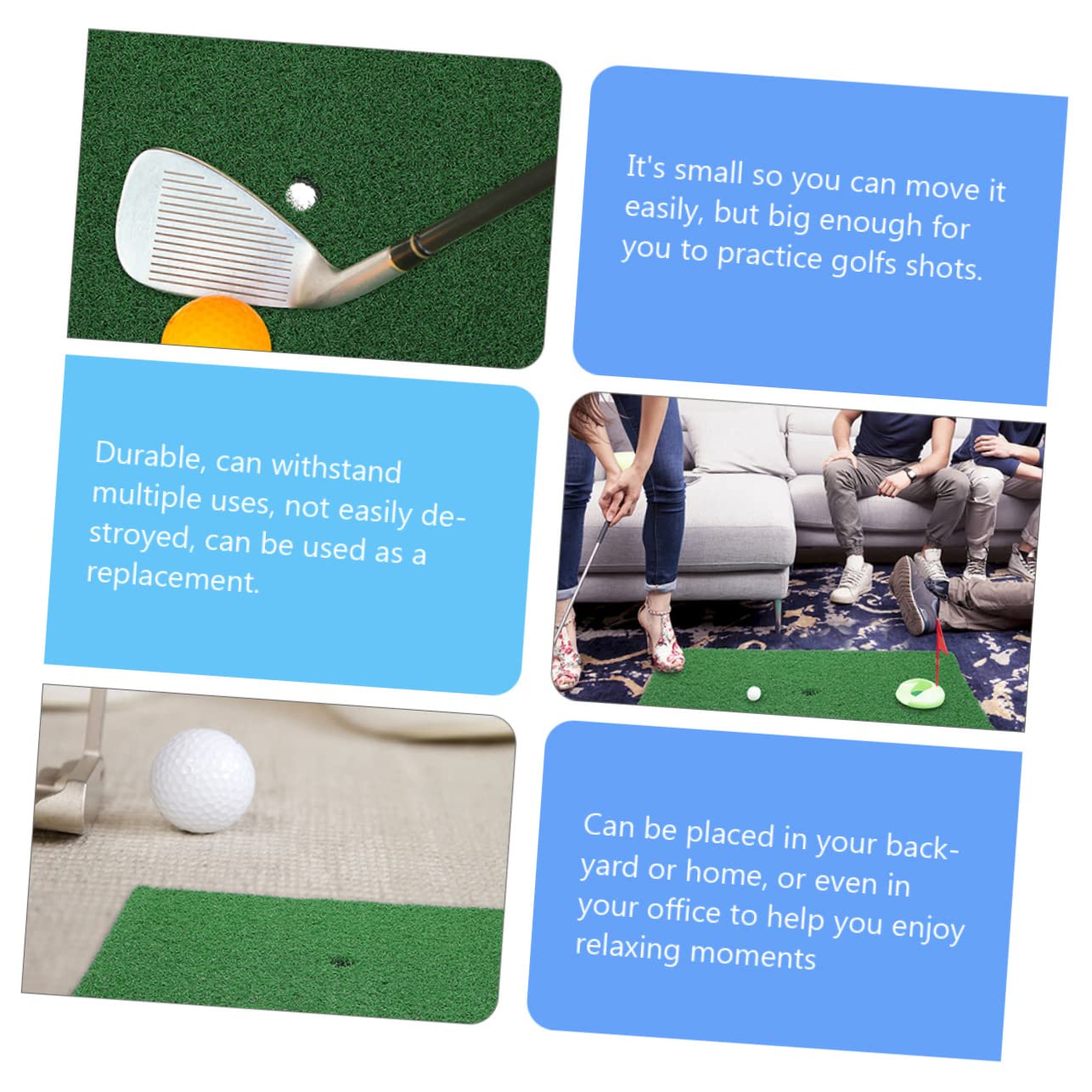 Mipcase Indoor Golf Practice Mat 2pcs Golf Training Equipment Golfing Hitting Mat