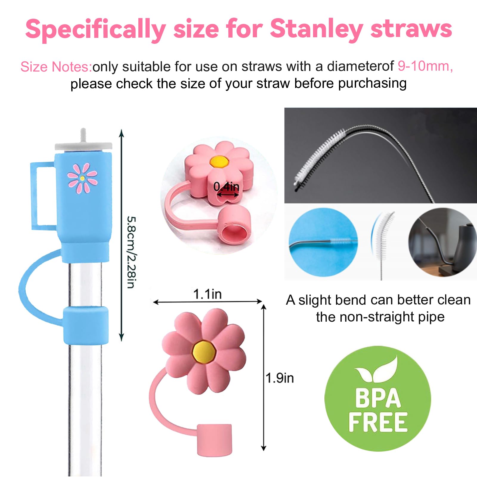 Lot De 12 Couvercles De Paille En Silicone, Pour Accessoires