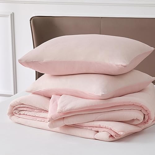 Miniatura 6 de Bedsure Juego de edredón King  Juego de cama refrescante y cálido, edredón reversible rosa para todas las estaciones, 3 piezas, 1 edredón tamaño