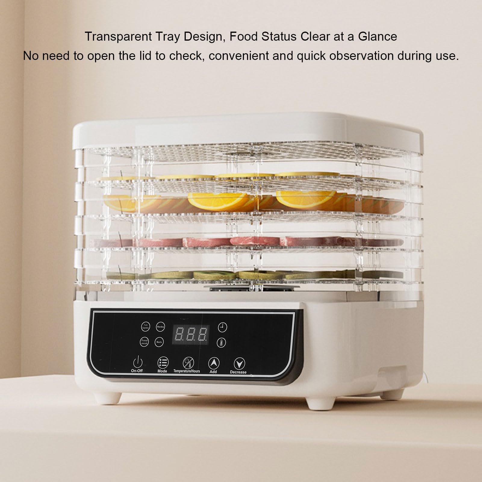 HEEPDD Disidratatore per Alimenti da 160 W, Essiccatore per Alimenti Elettrico con Temperatura e Timer Regolabili per Snack, Frutta, Verdura e Amanti della Carne Secca in Ambienti (Spina europea 220