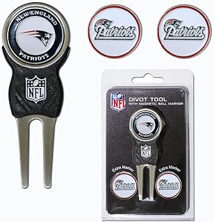 Team Golf NFL Divot Tool with 3 Golf Ball Markers Pack, Markers are Removable Magnetic Double-Sided Enamel