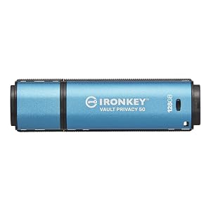 Kingston IronKey Vault Privacy 50 128GB Encrypted USB FIPS 197 AES-256bit BadUSB Attack Protection Multi-Password Options IKVP50 128GB