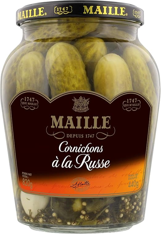 Maille Cornichons à la Russe Bocal, Goût Epicé Aigredoux, 440g