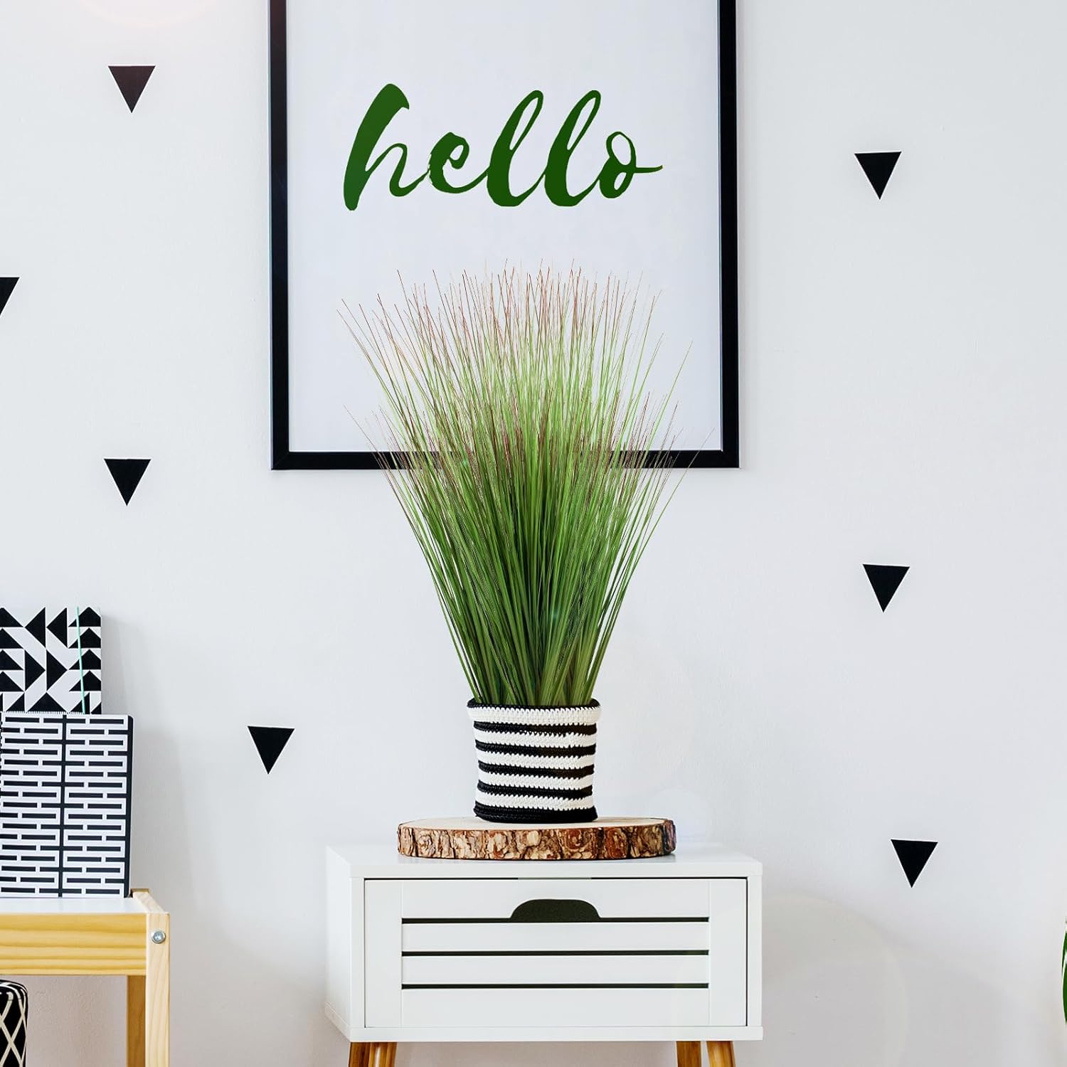 27" Artificial Plants Onion Grass | Tall Faux Greenery Shrubs - Fake Wheat Stems & Tall Grass Bushes for Indoor/Outdoor Home, Office, Garden, Porch & Window Box Decor 6 Pack - Green Red Tail - Image 4