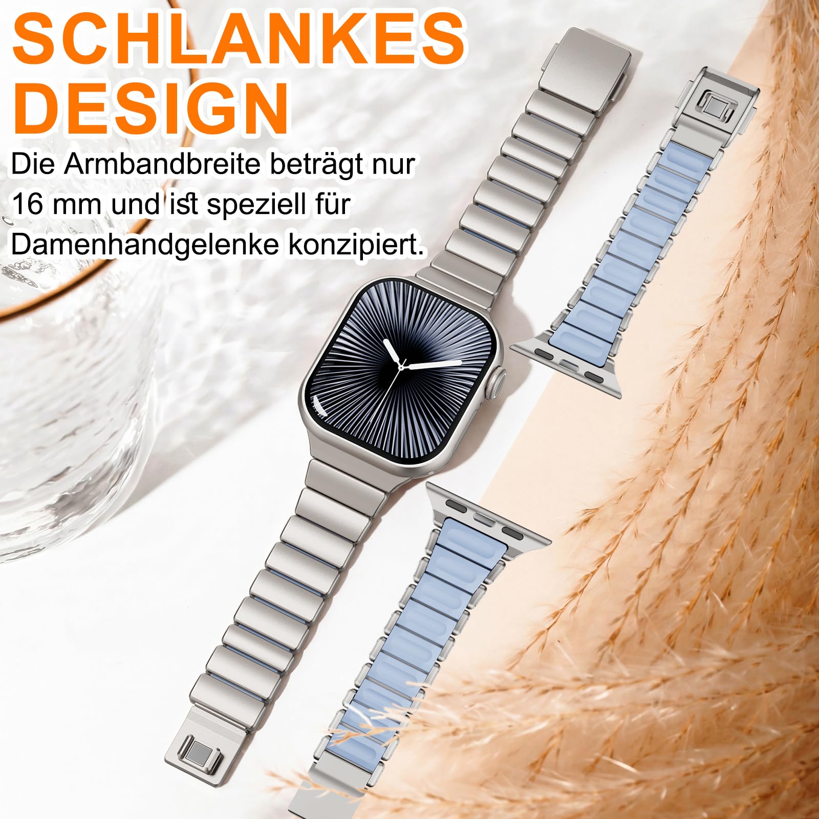 SEURE Pasek do zegarka Ultra 49, 46, 45, 44, 42, 41, 40, 38 mm, stal nierdzewna, metal, silikon, podwójna warstwa DLC, zapasowy pasek z magnetycznym zapięciem zatrzaskowym do serii 10 11 (czarny)