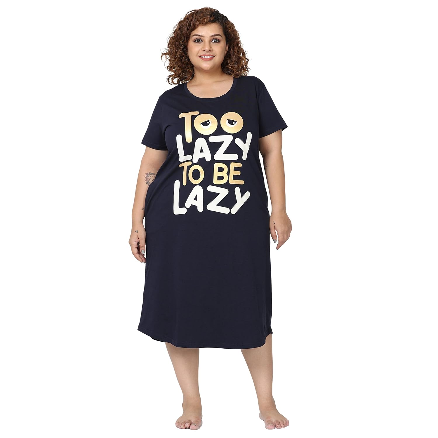 9shines Label Stylish Plus Size Hosiery Cotton Short Nighty for Women | Knee Length Night Dress with Pocket | Graphic Prin... - Review, Price and Buying Guide