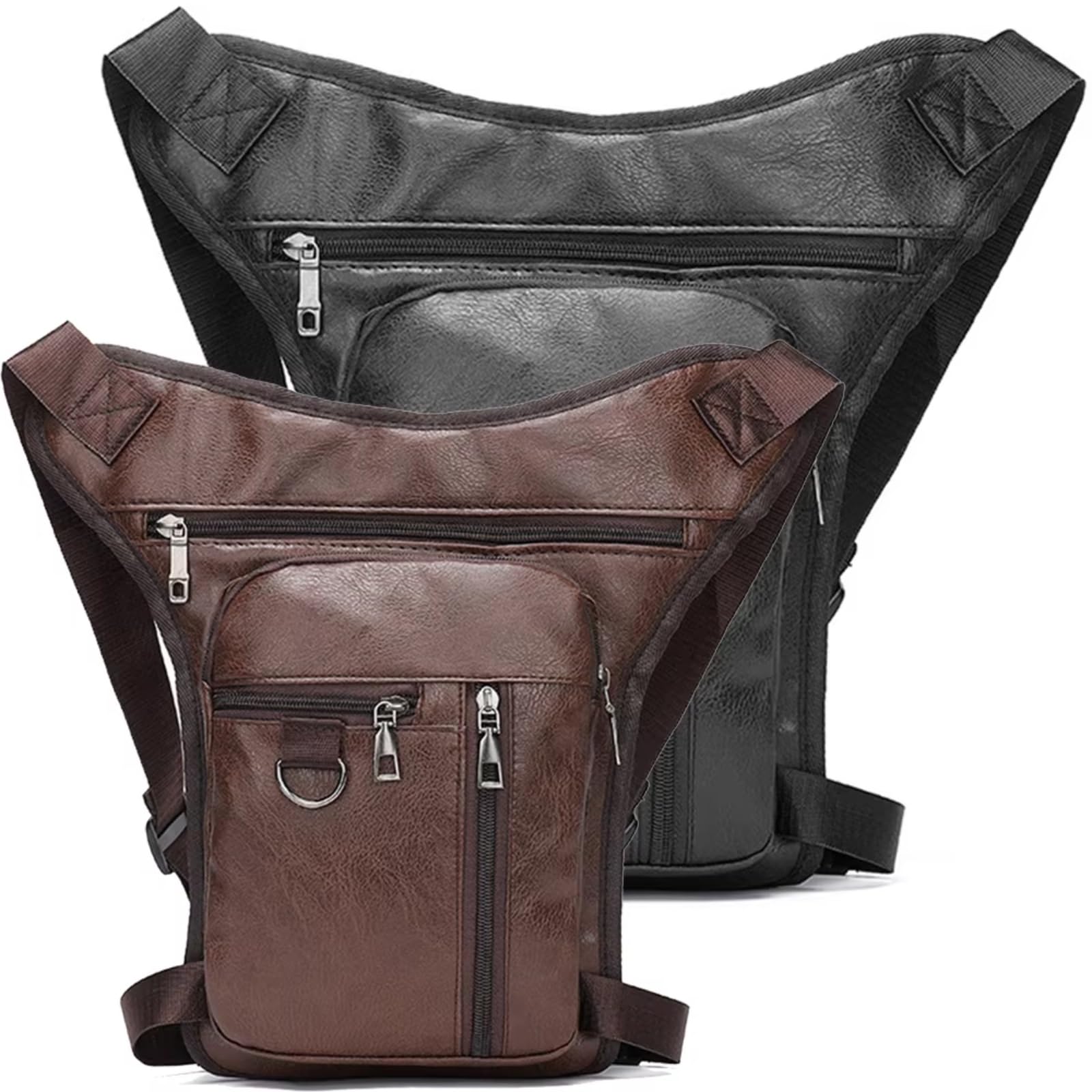 Borsa Portaoggetti Universale Moto Gamba A Goccia In Pu Per Coscia Marsupio Cintura Uomo Accessori Motocross A 3 Colori Sacche Moto(Black)