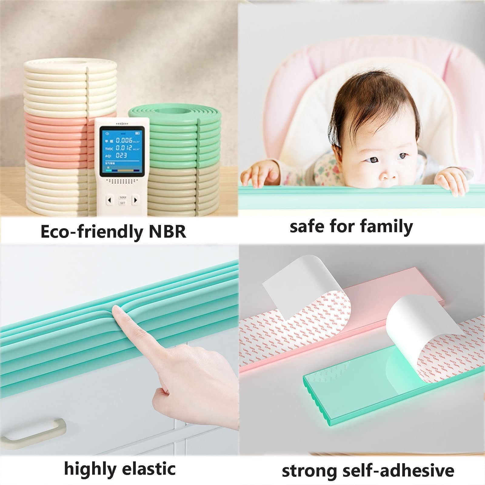 FORVOLWCO 5M Protection Coin de Table, Protections Coins, Coussin Large pour Protection Maximale de Bébé - Protège-Coin de Table - avec Adhésif Double Face Pré-Fixé +8 Pièces Protections d'angles