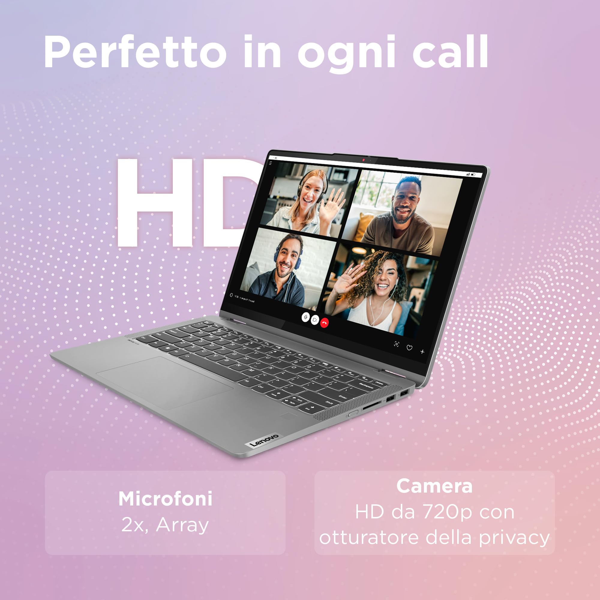 Lenovo IdeaPad Flex 5 Notebook Display 14" Touch IPS (1920x1200) IPS, AMD Ryzen 5 7430U, RAM 16GB, 512GB SSD, Digital Pen inclusa, Windows 11 Home, Tastiera italiana QWERTY, Arctic Grey