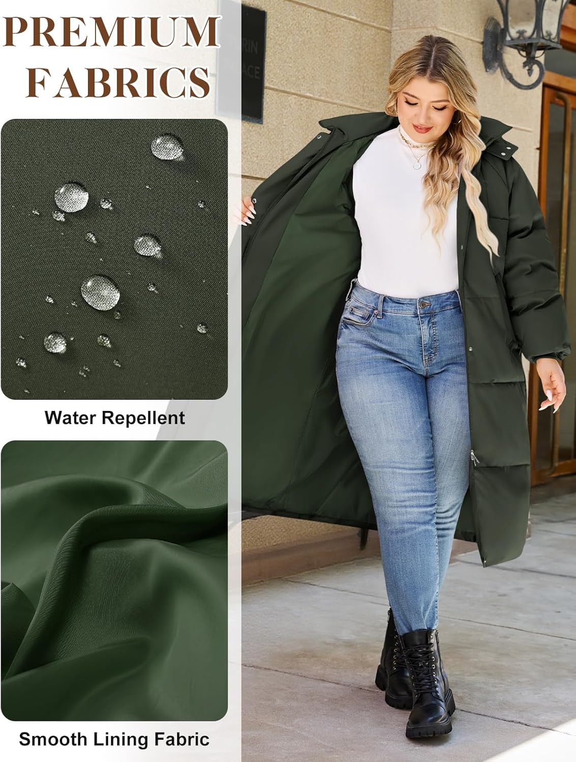 HEEKPEK Womens Plus Size Winter Coats Long Puffer Jackets Hooded Quilted Water Repellent Warm Trendy Parka Outerwear 2025 - Image 2