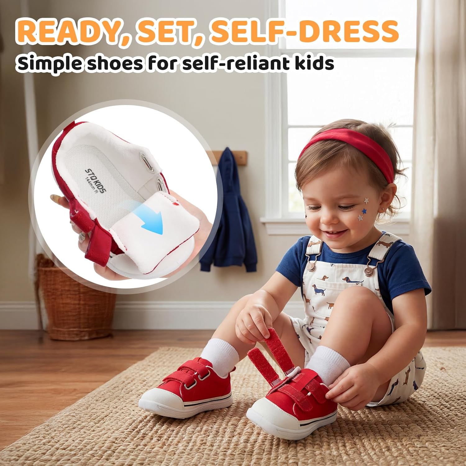 STQ Toddler Wide Toe Box Shoe Girl Boy Barefoot Hook and Loops Non-Slip Walking Baby Sneakers - Image 7