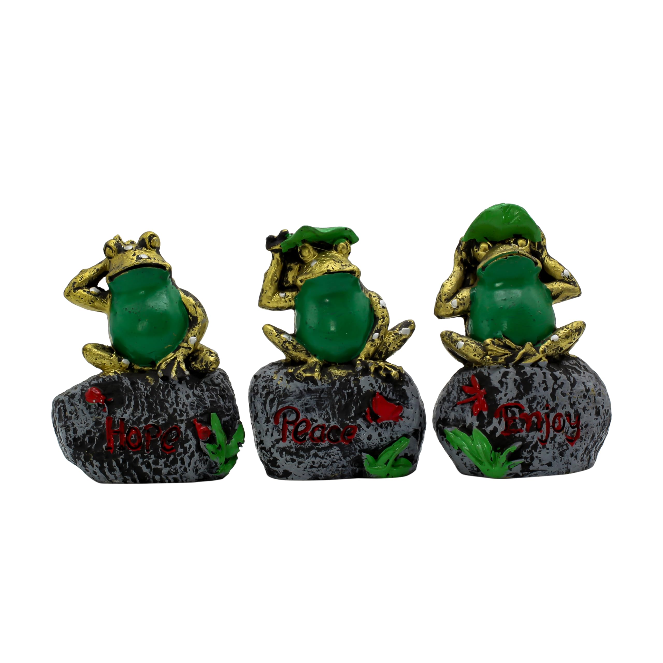 omkar Enterprises Three Wise Frogs Showpiece Set | Hope Peace Enjoy Resin Figurines | Decorative Tabletop Feng Shui Decor for Home & Office-image-32