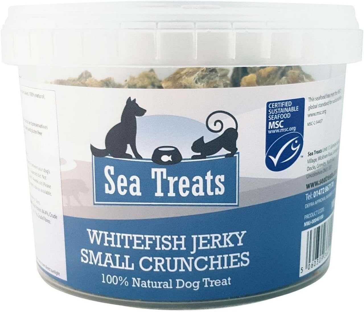 Sea Treats Whitefish Jerky Crunchies Small Dog Treats, 400 g