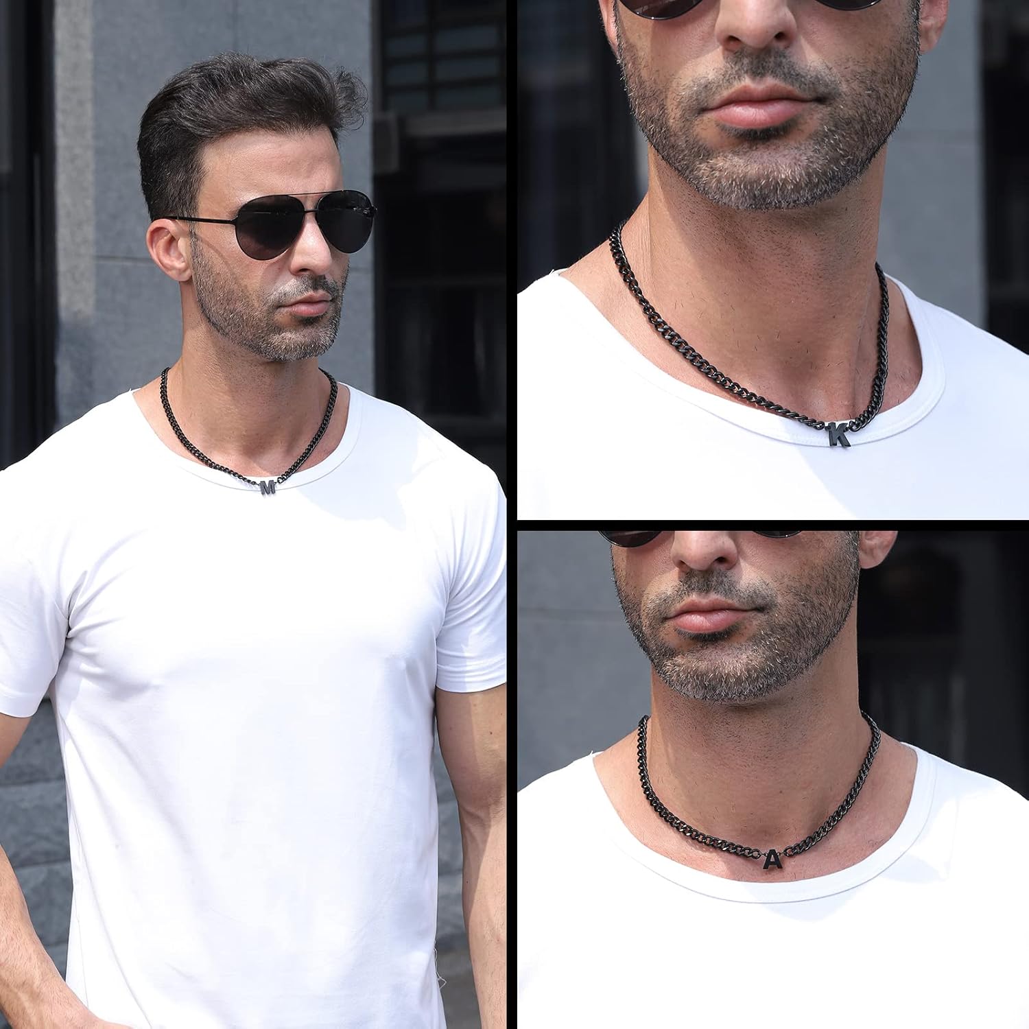 DuoDiner Easter Basket Stuffers -Initial A-Z Cuban Link Chain Necklaces for Men Boys Letter Pendant Stainless Steel 6.5mm 18+2 Inches,Jewelry Gifts - Image 5