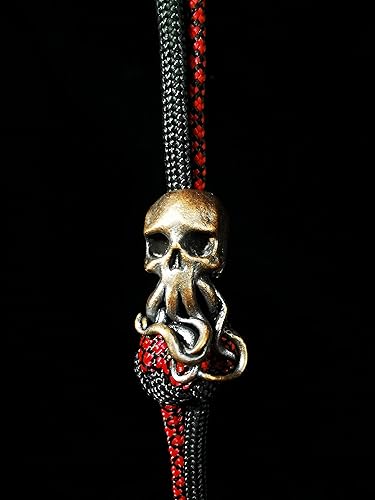 Miniatura 2 de TAOYATAO Retro latón cráneo pulpo EDC cuentas llavero DIY Paracord Beads