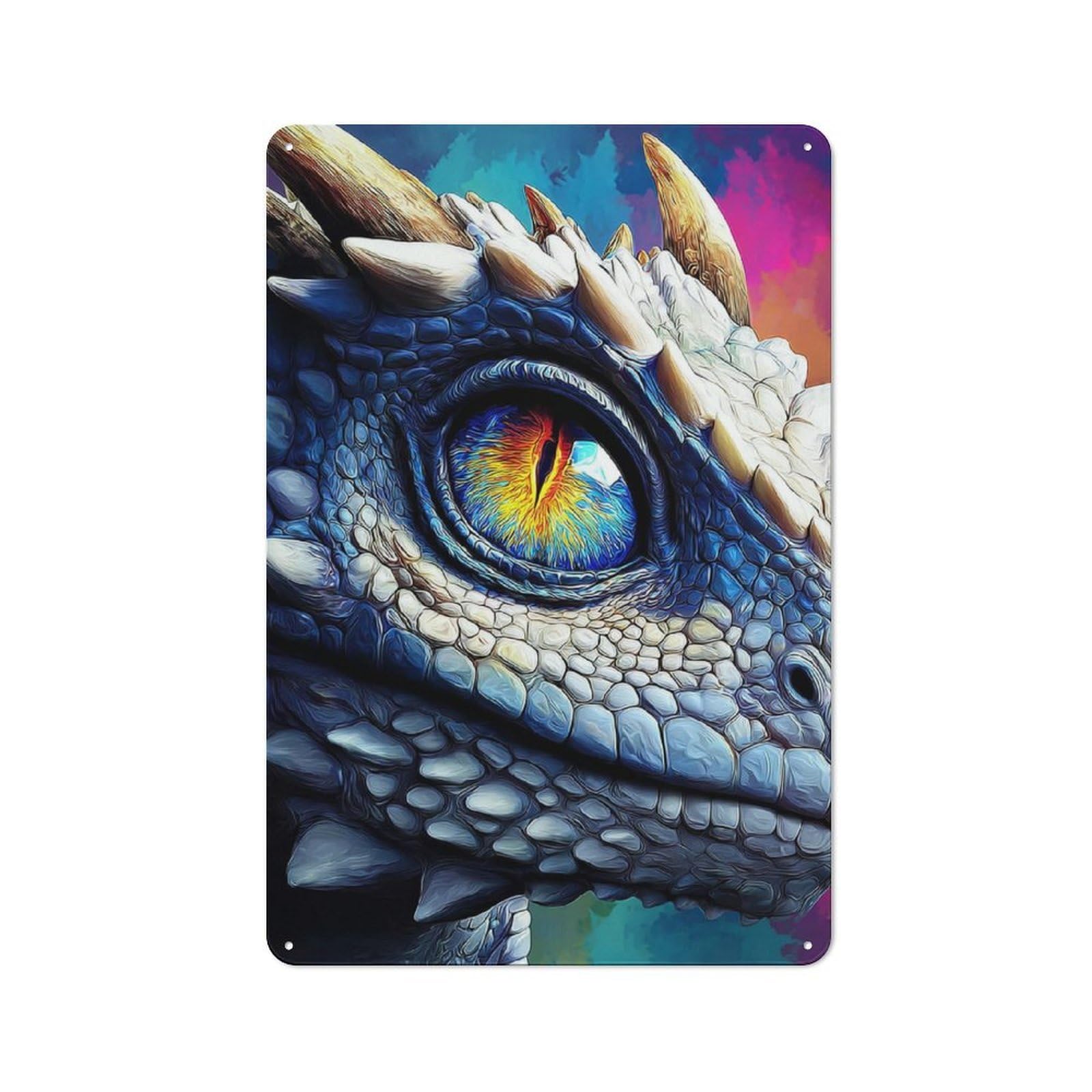 Junmoney Dragon's Eye A Fiery Gaze Tin Wall Plaque 30X20cm With For Home Bar Wall, A Decorative Christmas Gift For Hosts Who Enjoy Retro Interiors
