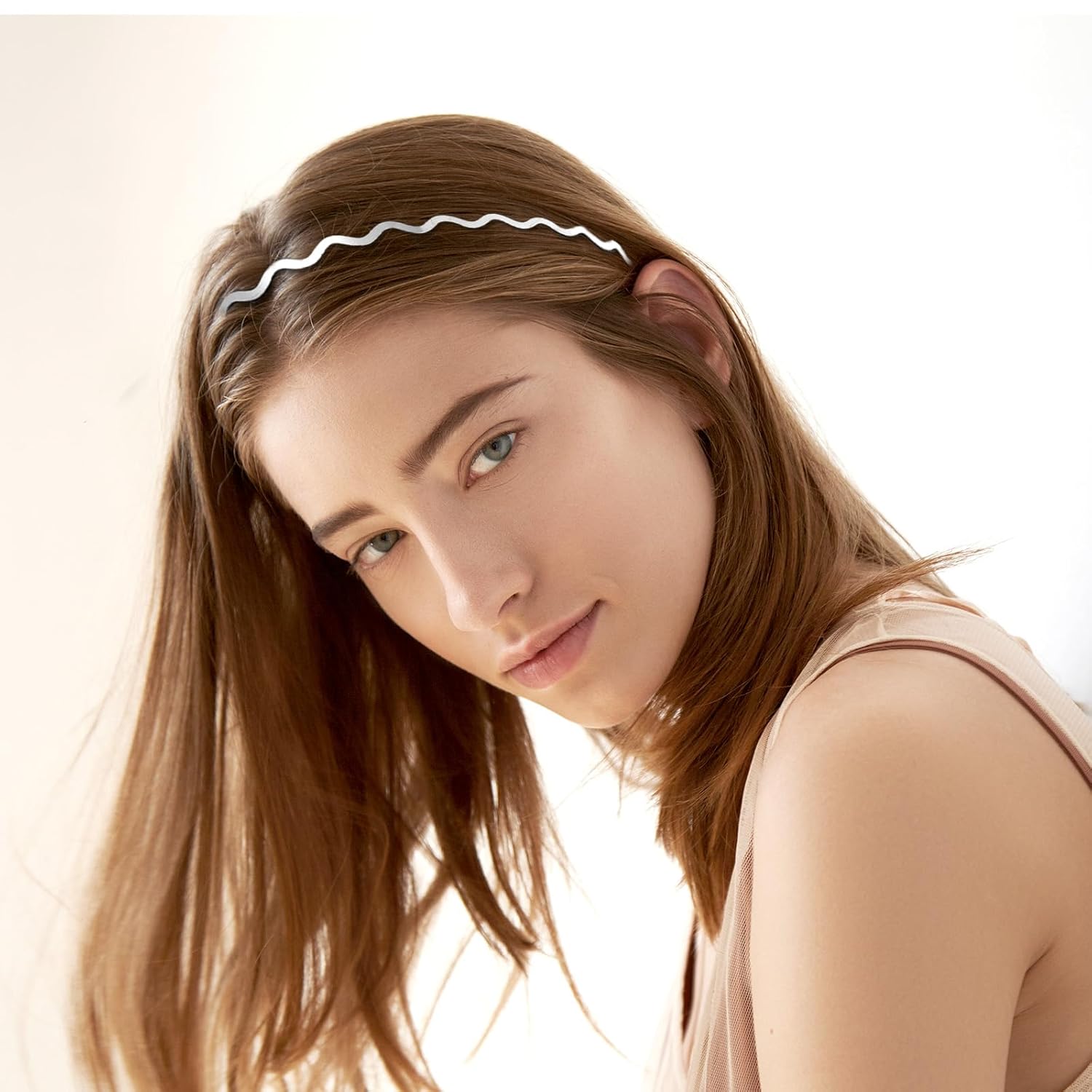 Silver Thin Headband, 3 Pcs Hair Bands with Wavy Designs, Metal Hair Band for Women,Preppy Headband Set, Elastic Headbands for Daily Sports Headbands for Women Teens - Image 4