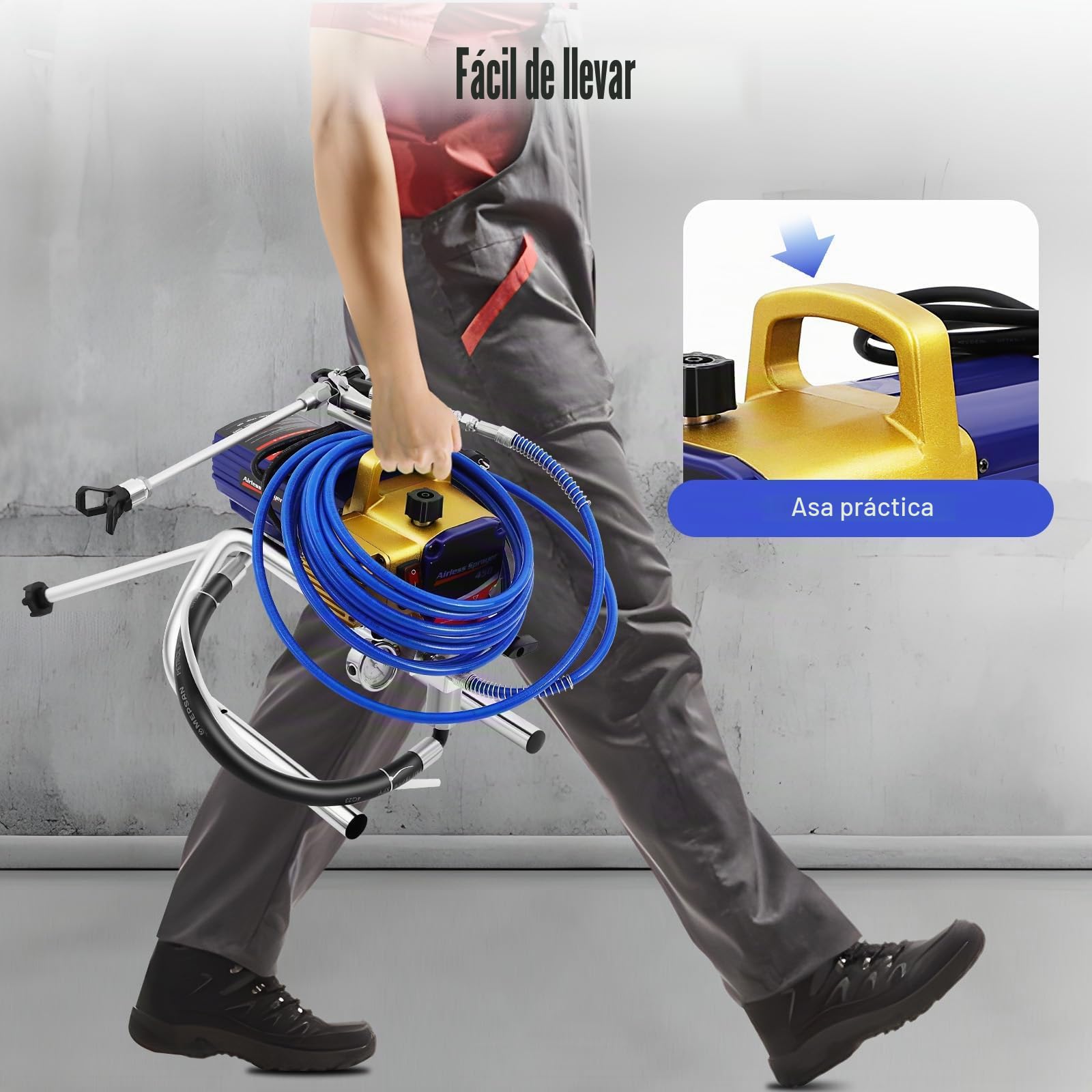 Pulverizador de pintura Airless de alto rendimiento | Sistema de pulverización de pintura Airless | Pulverizador de pintura | Pulverizador con pistola de pintura 517 y manguera de alta presión, para