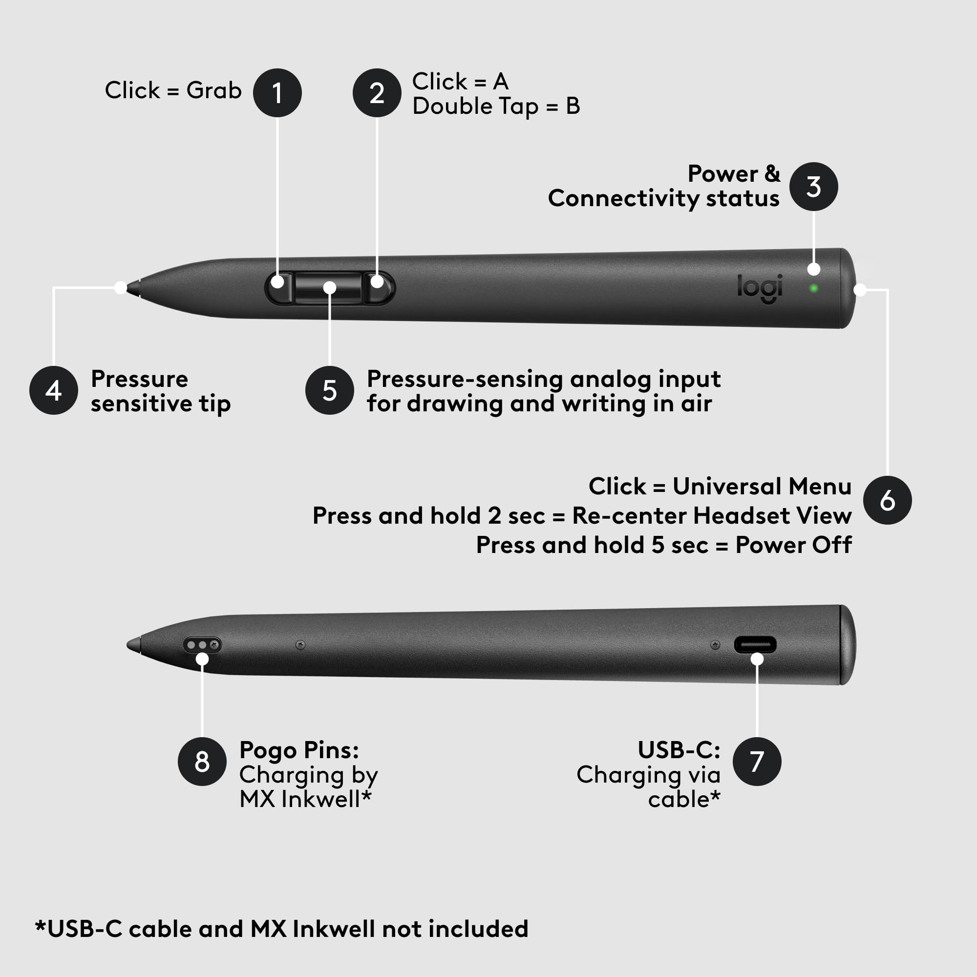 Amazon.com: Logitech MX Ink Mixed-Reality (MR) Stylus