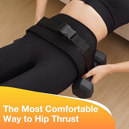 Miniatura 2 de Cinturón de empuje de cadera para mancuernas, pesas rusas, platos, cinturón premium de botín para mujeres/hombres, banda de empuje con acolchado