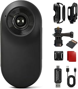 Mini Body Camera, Wearable Action Camera with Memory Card, Magnetic Portable Body Cam for Hiking, Biking, Fishing, Small Video Recorder with Loop Recording & 10+ Accessories(Matte Black)