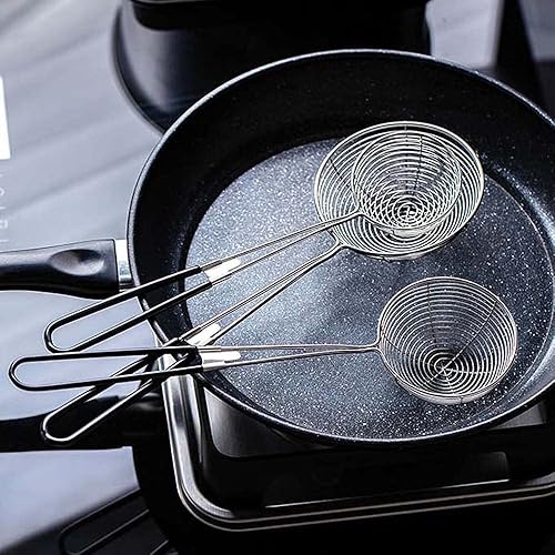 Miniatura 6 de Vctitil Juego de 3 coladores redondos de acero inoxidable para ollas calientes, cuchara coladora para freír y cocinar, utensilios de cocina, colador