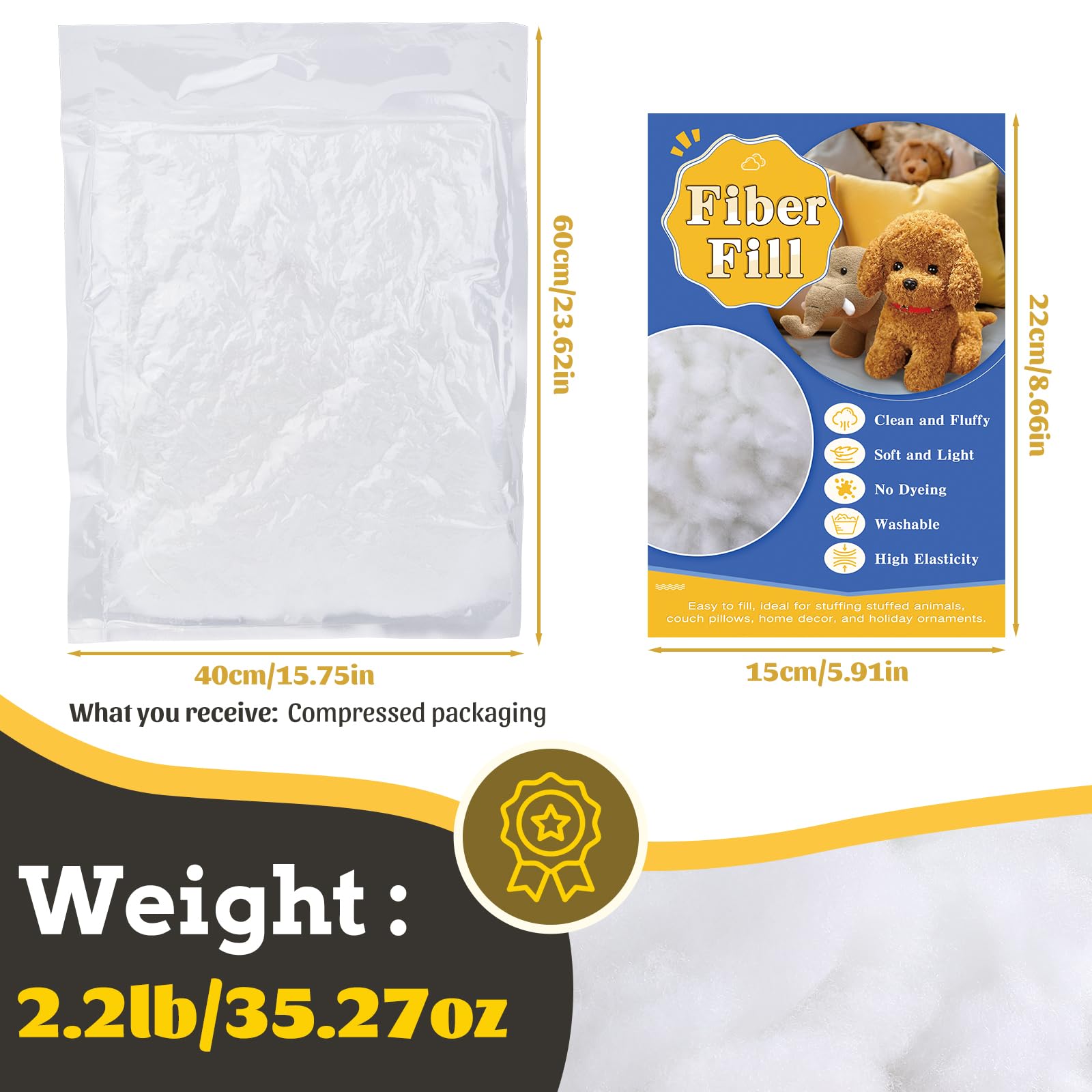 2.2 LB / 35.3 OZ Polyfill Stuffing, Pillow Stuffing, Polyester Fiberfill Stuffing, Stuffing for Crochet, Stuffing for Stuffed Animals, Stuffing for Pillows, Stuffing for Crafts Cotton Stuffing