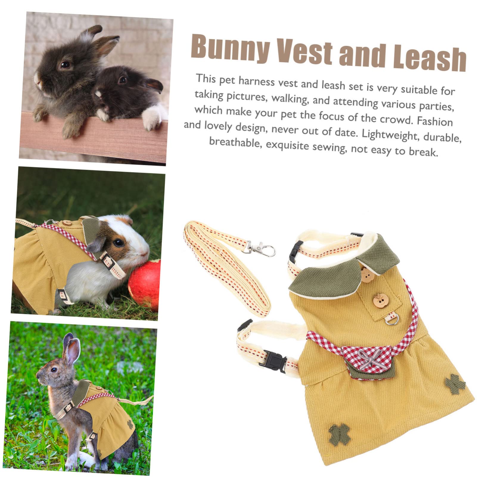 GALPADA Adorable Adjustable Small Pet Harness Costume for Guinea Pigs Rabbits Hamsters Comfortable Vest Leash Outfit for Outdoor Adventures