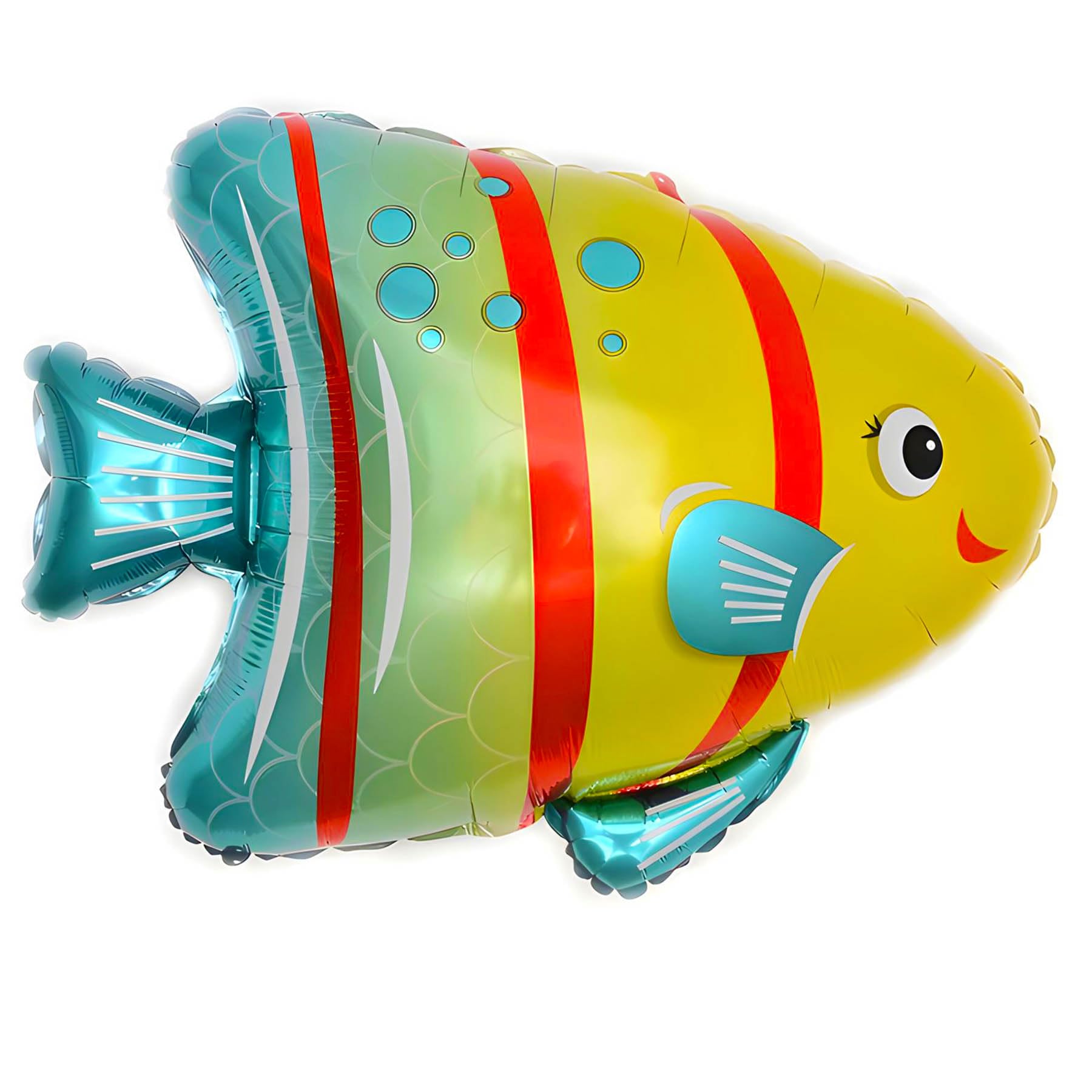 High-quality foil balloon animal, colourful fish, approx. 75.5 x 62 cm, ideal for children's birthdays, sea theme parties, decorations, surprises, gifts, reusable and easy to inflate