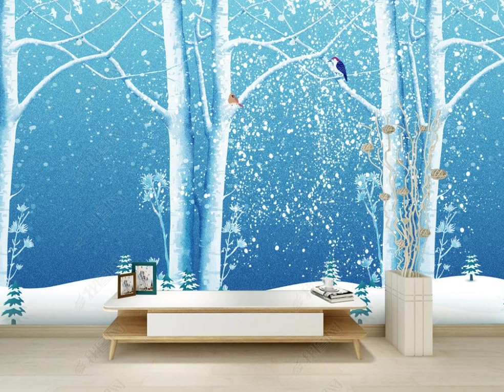 Papier peint intissé forêt d'hiver pour masquer les défauts des murs grand poster salon 175cm