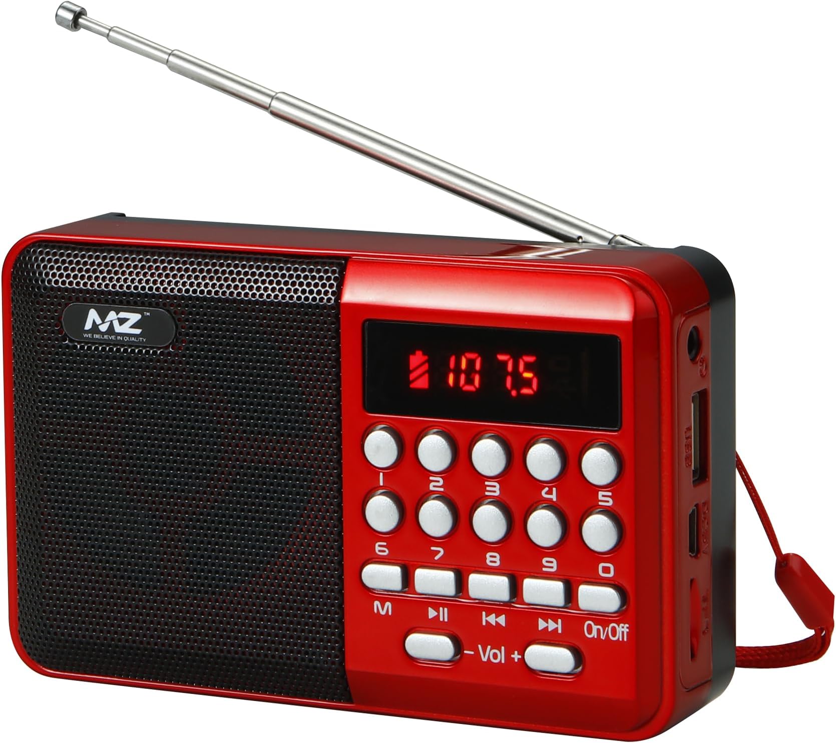 MZ M34VP (Portable Bluetooth Speaker) Dynamic Thunder Sound 5W Wireless FM Radio (Red)