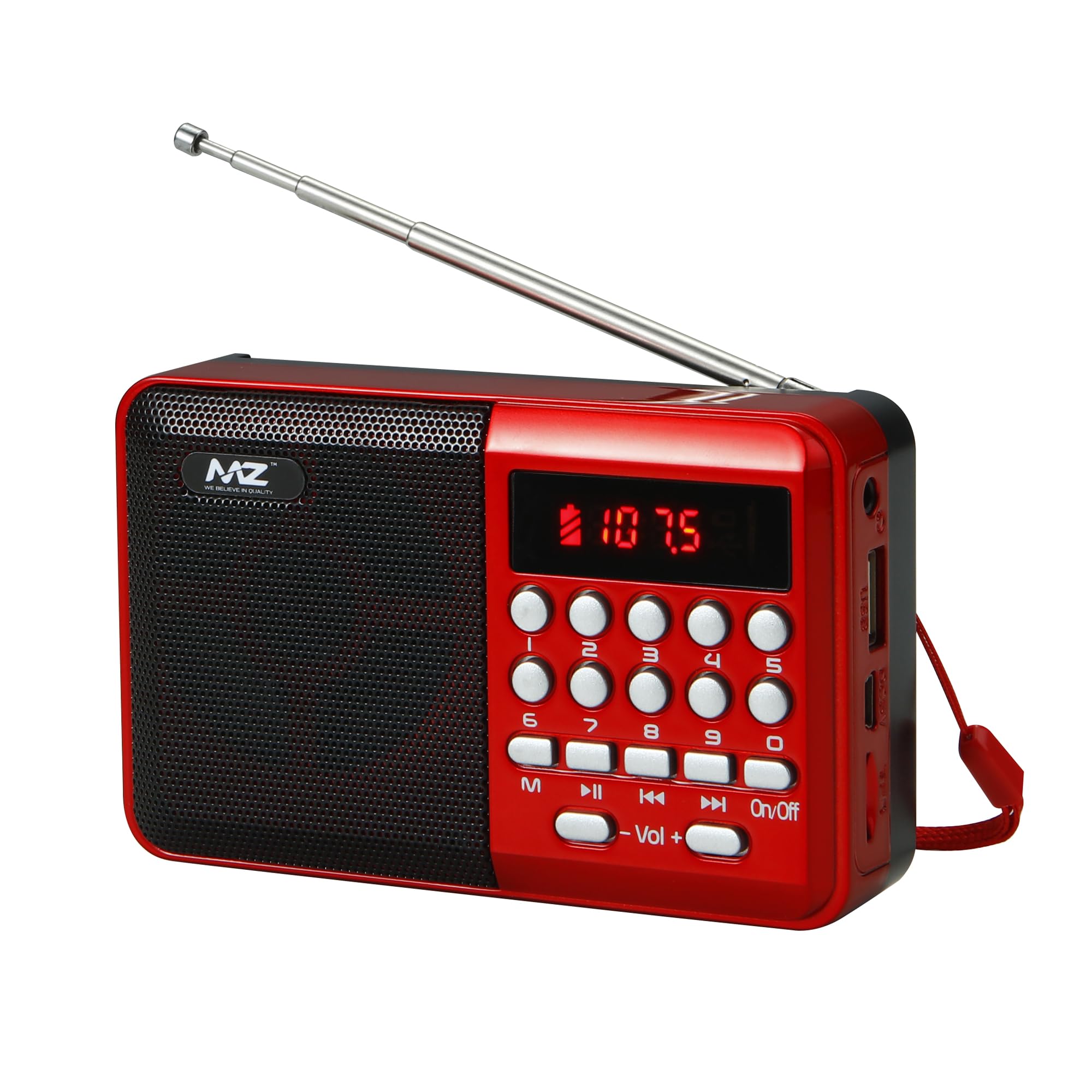 MZ M34VP (Portable Bluetooth Speaker) Dynamic Thunder Sound 5W Wireless FM Radio (Red)