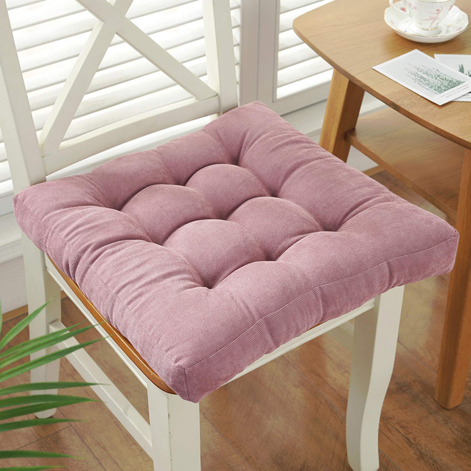 Coussin de sol pour soulager le dos en velours rose tufté 30x50 cm