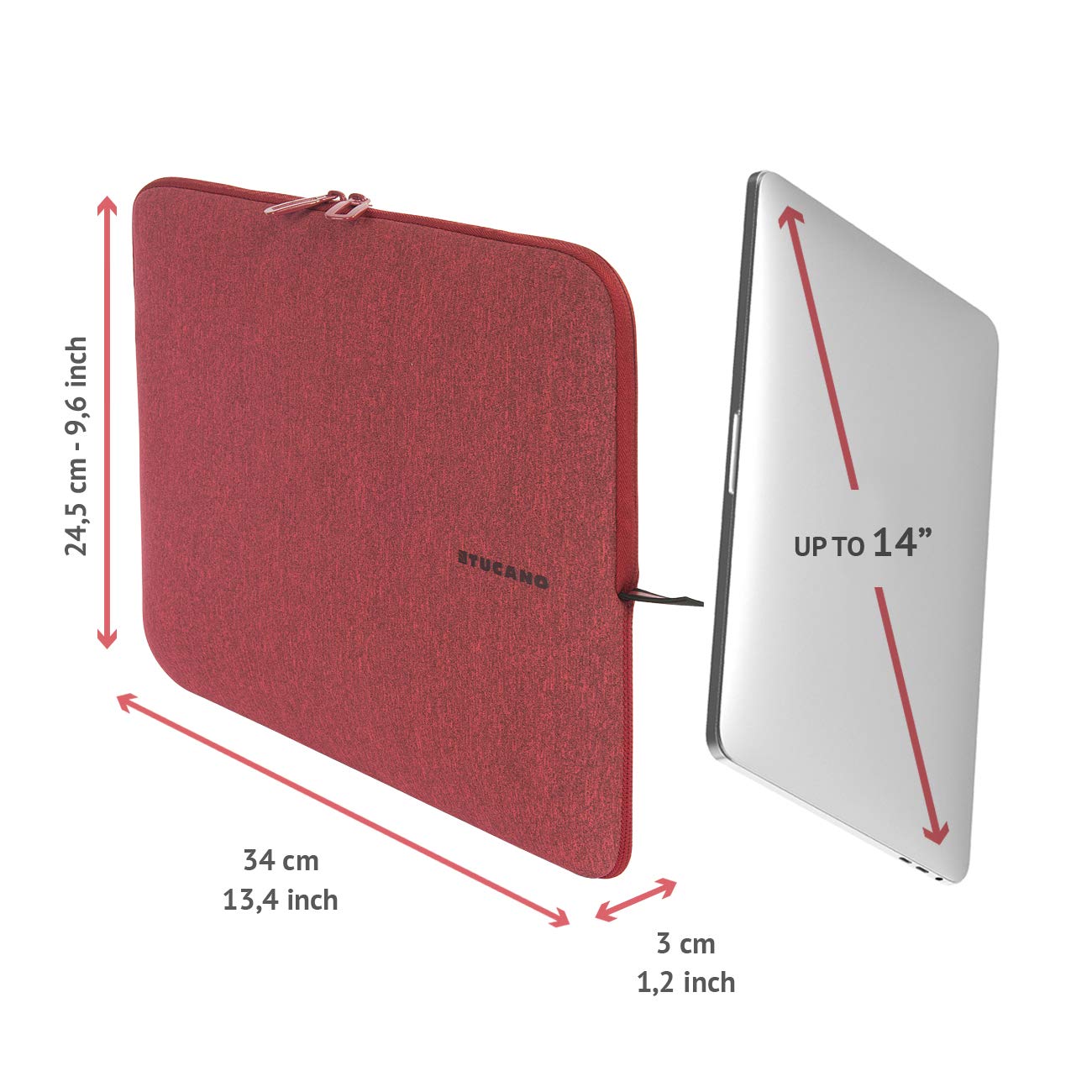 Tucano BFM1314-RR Second Skin Melange Neopren Notebook Sleeve, 33,78-35,56 cm (13,3-14 cali) czerwony
