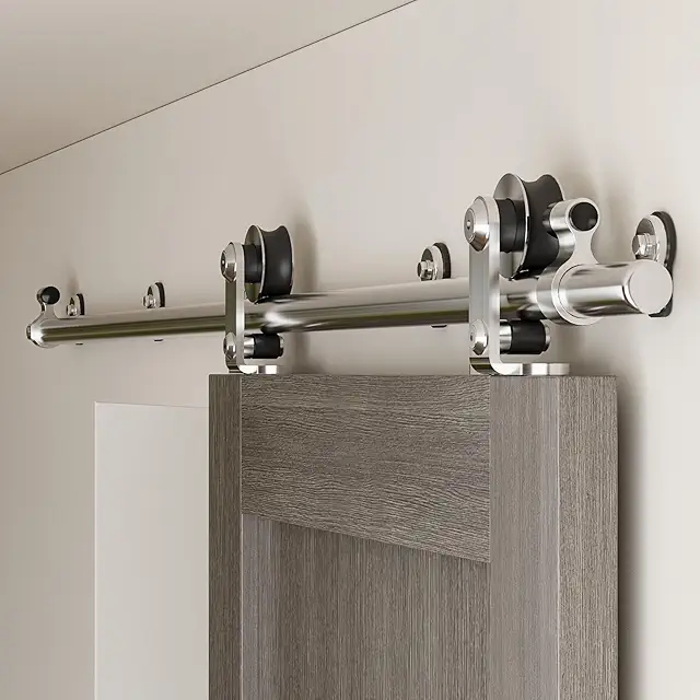 Stainless Steel Sliding Barn Door Hardware Kit for Single Wood Door