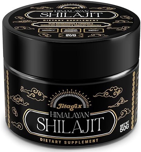Jitagix Shilajit Resina Shilajit orgánica pura del Himalaya Resina Shilajit de nivel de oro natural de 800 mg de potencia 85+ oligominerales y