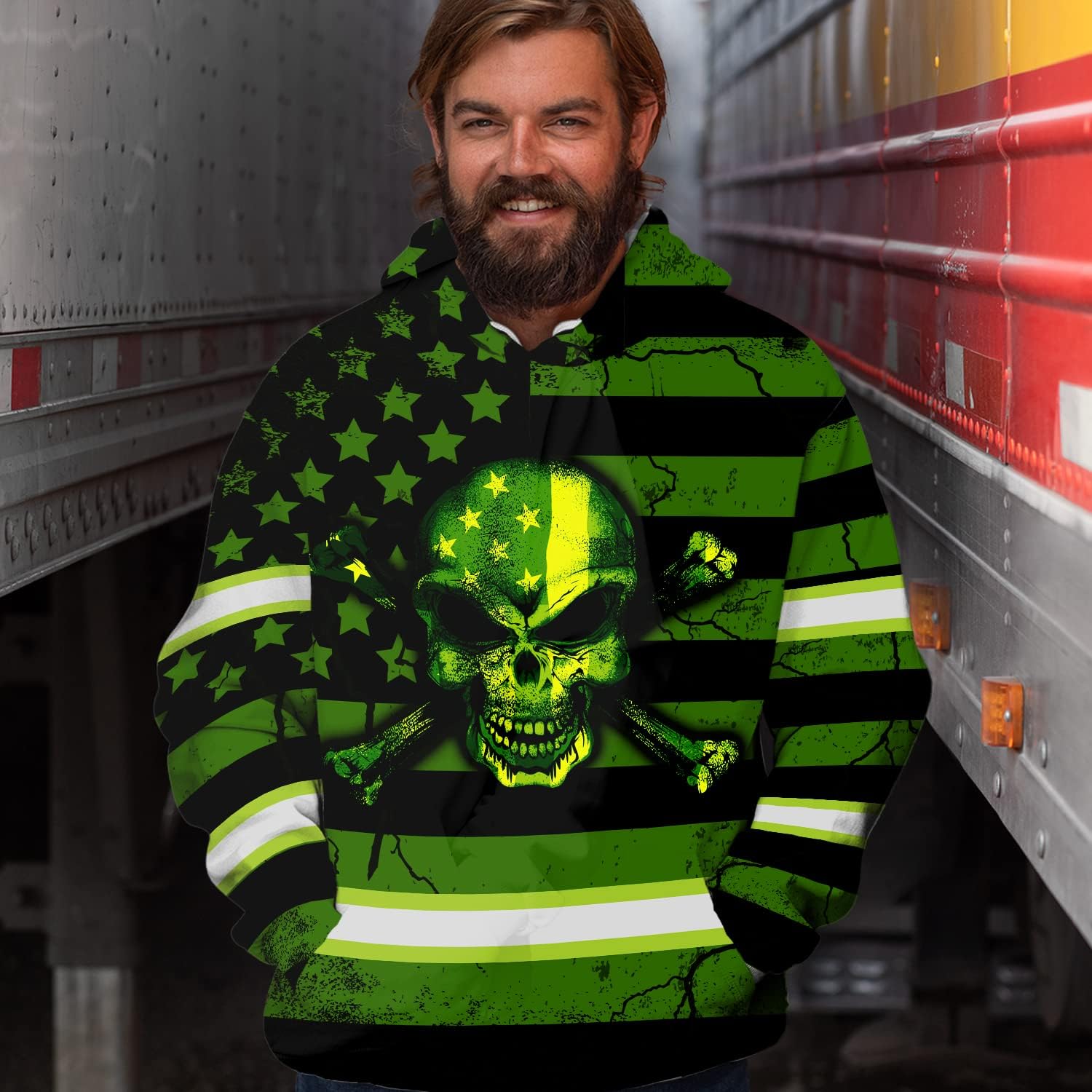 Matedecor High Visibility Shirt for Men Safety Shirts US Flag Color Custom Name Workwear for Runners, Worker, Patriotic - Image 2