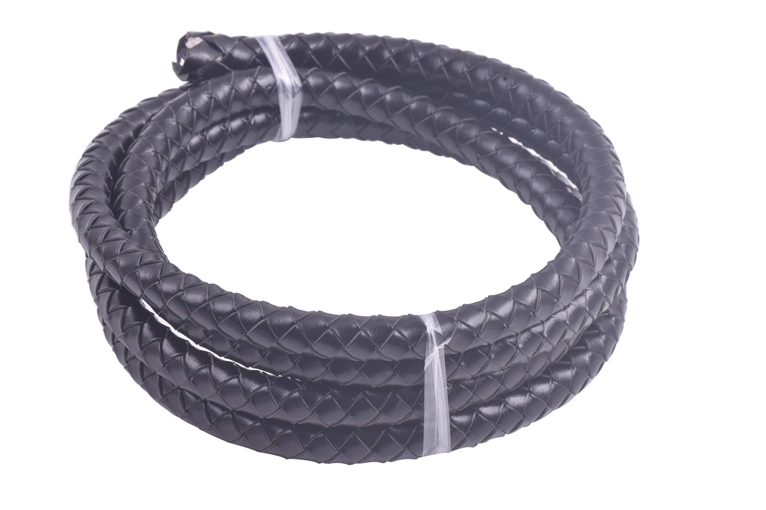 KONMAY 1 Meter 9.0mm Round Black Geneuine Braided Leather Cord Bolo Leather Cord… — image 1
