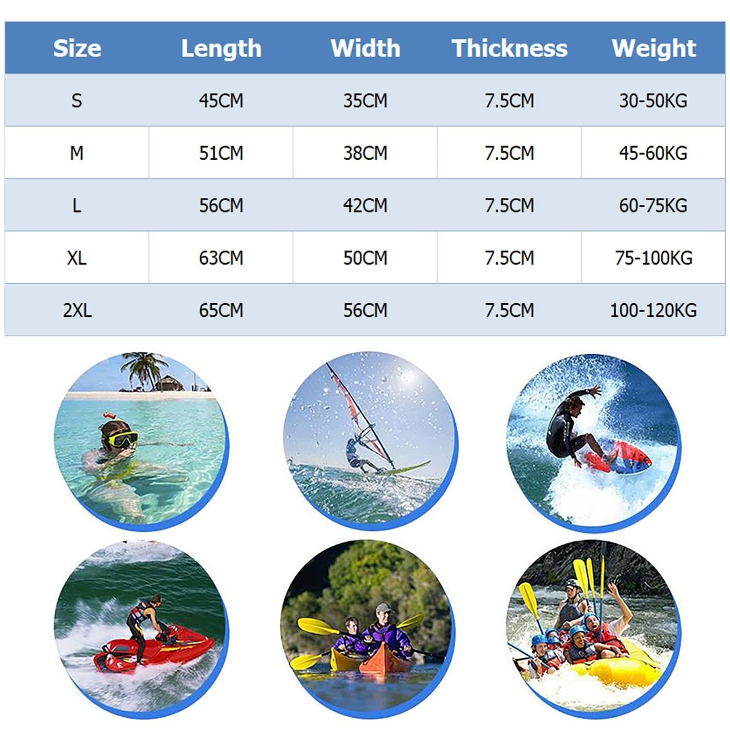 Unisex Hohe Auftriebskraft Tragbar Schwimnweste Verstellbare Taillengurte Oxford Gewebe für Kajak Bootfahren Surfen Wassersport Sicherheit
