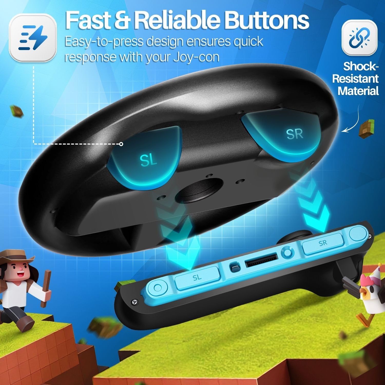 TNP Switch 2 Steering Wheel Racing Compatible with Nintendo JoyCon 2 (2025) - Switch 2 Wheels for Mario Kart & Racing Games, Controller Accessory Grip Handle Kit Attachment, (Set of 2 Black) - Image 5