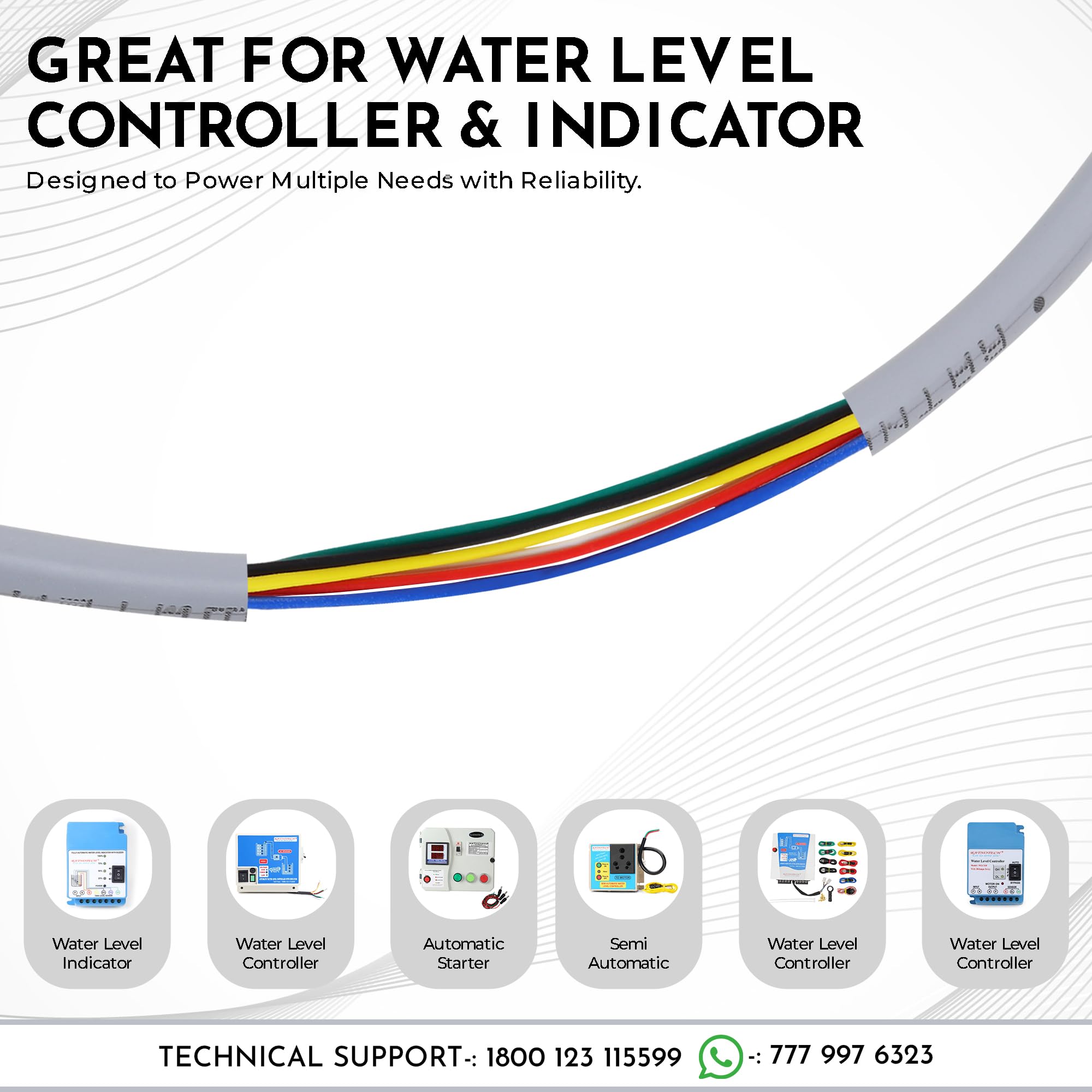 RATNOTECH 6 Core Copper Wire for Water Level Controller & Indicator (20 Meters) | Premium Tinned Multistrand Copper Cable | Virgin PVC Insulated, Color-Coded, Durable Tank & Industrial Use – Grey — Amazon image 2